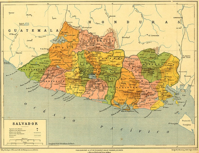 vintage map of el salvador carambas vintage